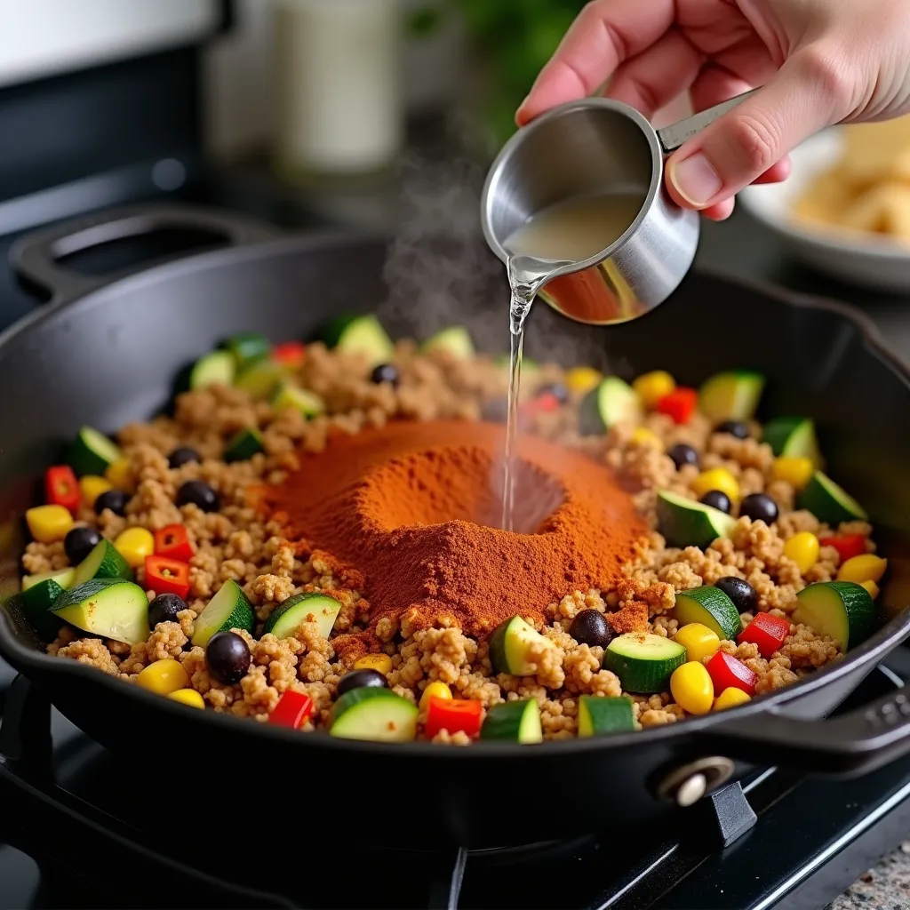 20-Minute Healthy Turkey Taco Skillet (One-Pan) processing