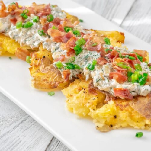 Crispy Garlic Smashed Potatoes (Baked & Healthy)