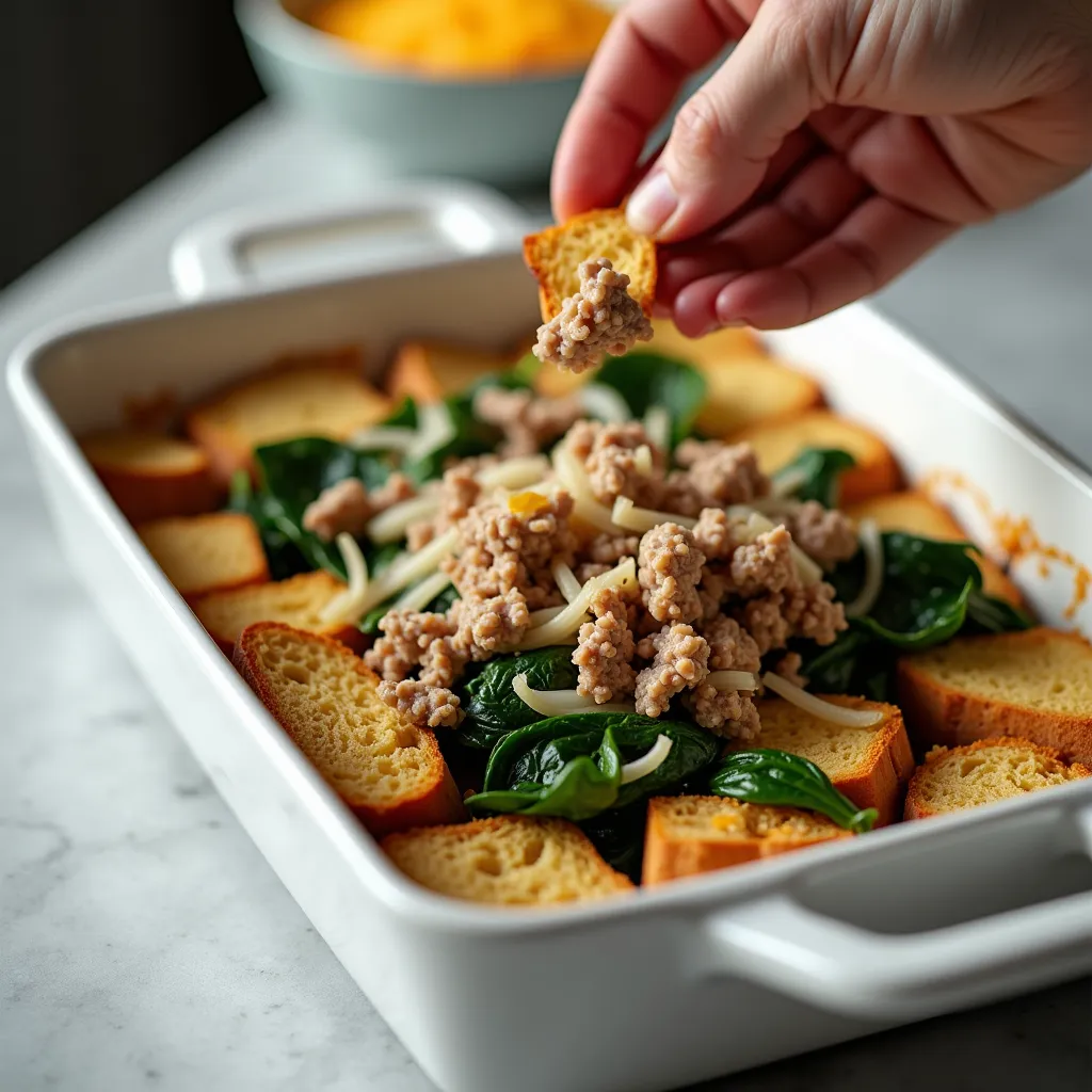 Easy Christmas Breakfast Casserole (Sausage & Egg) processing