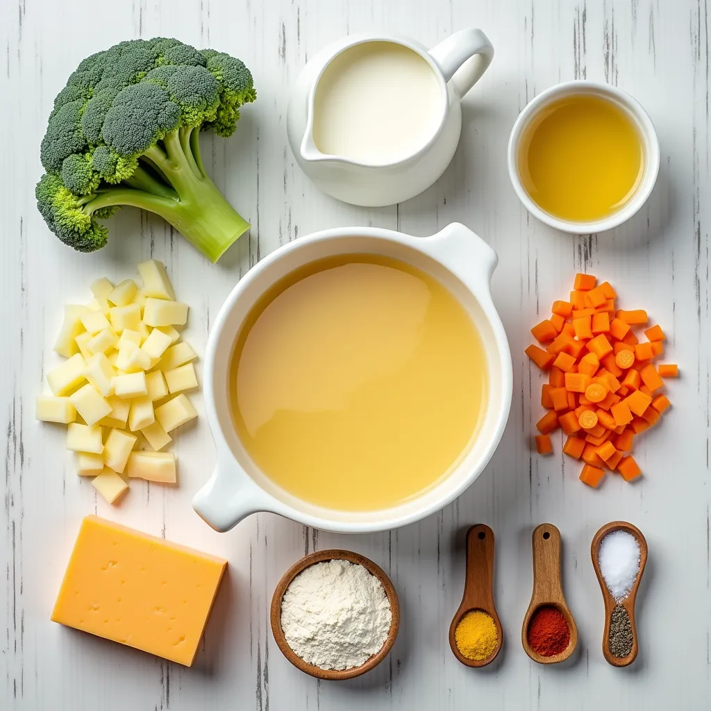 Easy Creamy Broccoli Cheddar Soup (A Healthy Recipe) ingredients
