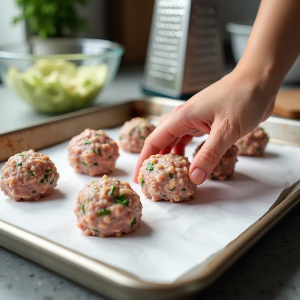 Easy Healthy Turkey Meatballs Recipe (with Zucchini Noodles) processing