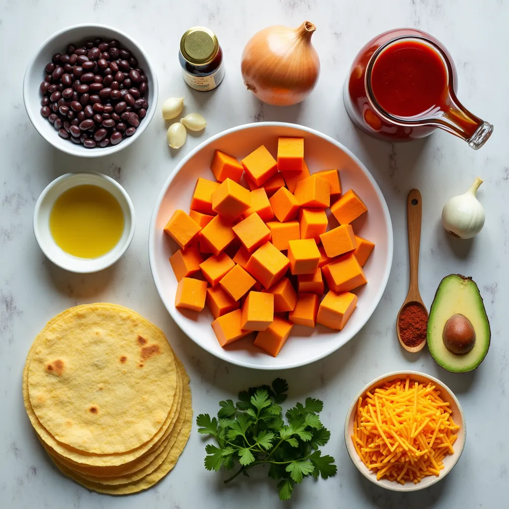 Easy Sweet Potato Black Bean Enchilada Skillet Recipe ingredients