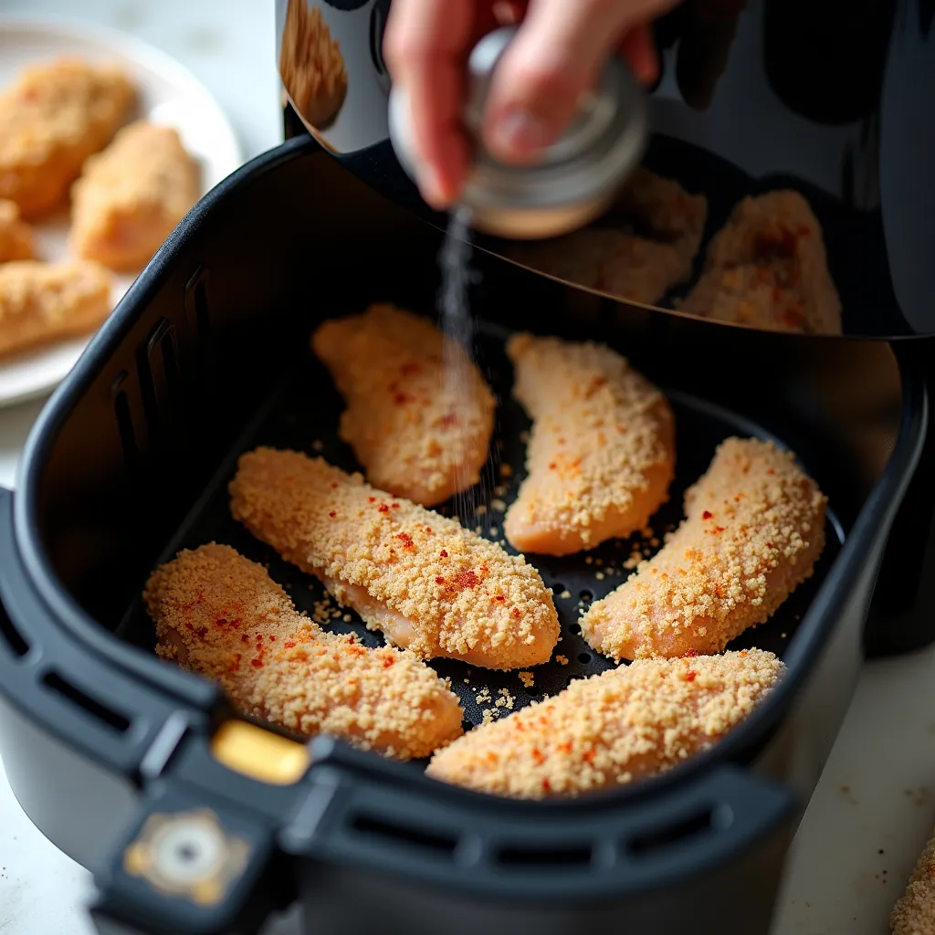 Healthy Air Fryer Chicken Tenders (Extra Crispy & Low Carb) processing