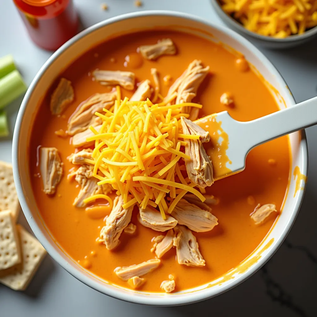 Healthy Buffalo Chicken Dip (High Protein & Creamy) processing