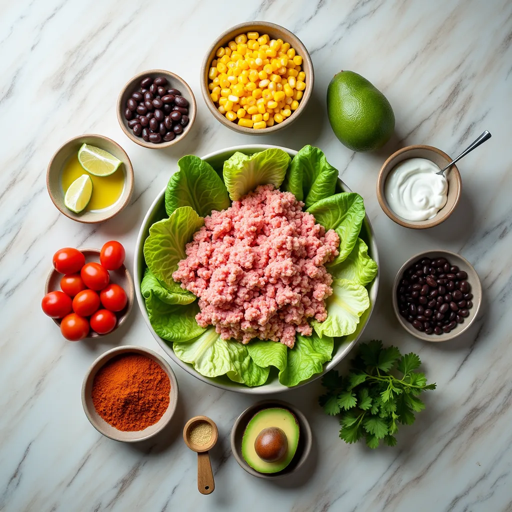 Healthy Turkey Taco Salad (With Creamy Dressing) ingredients