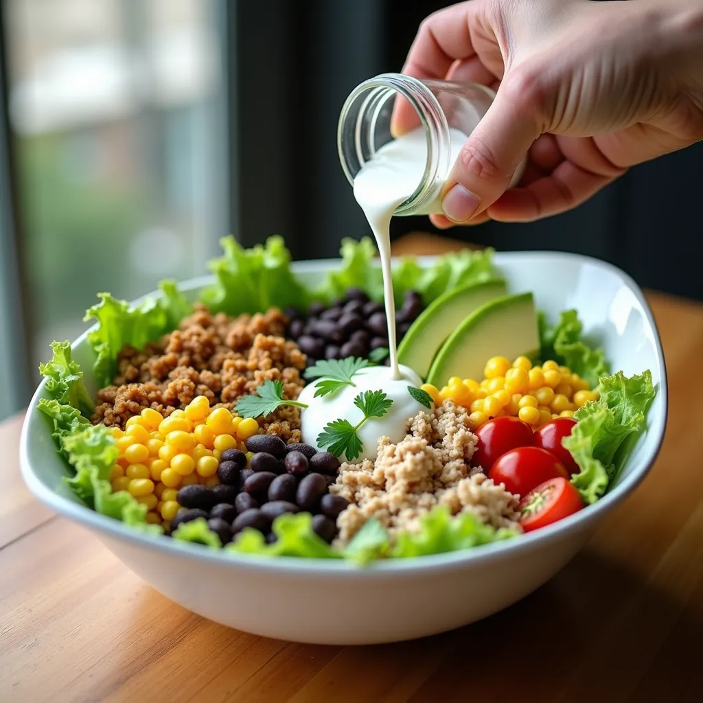 Healthy Turkey Taco Salad (With Creamy Dressing) processing