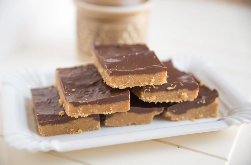 No Bake Chocolate Peanut Butter Bars (4 Ingredients)