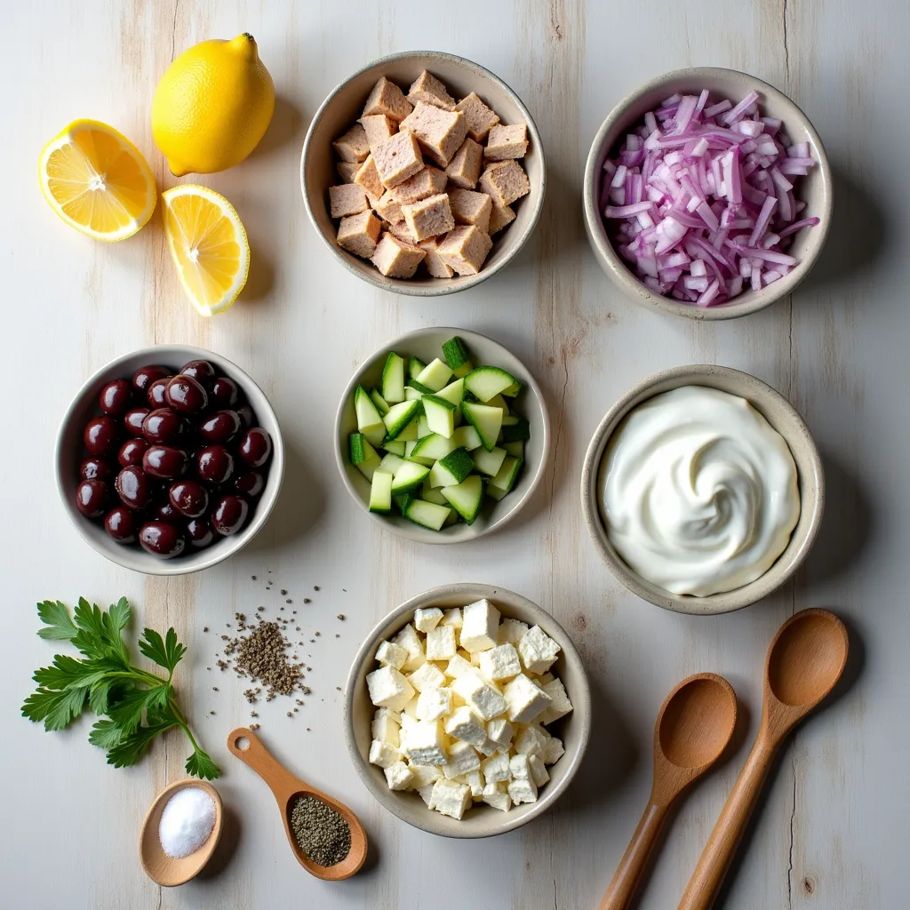 Healthy Mediterranean Tuna Salad (No-Mayo Recipe) ingredients