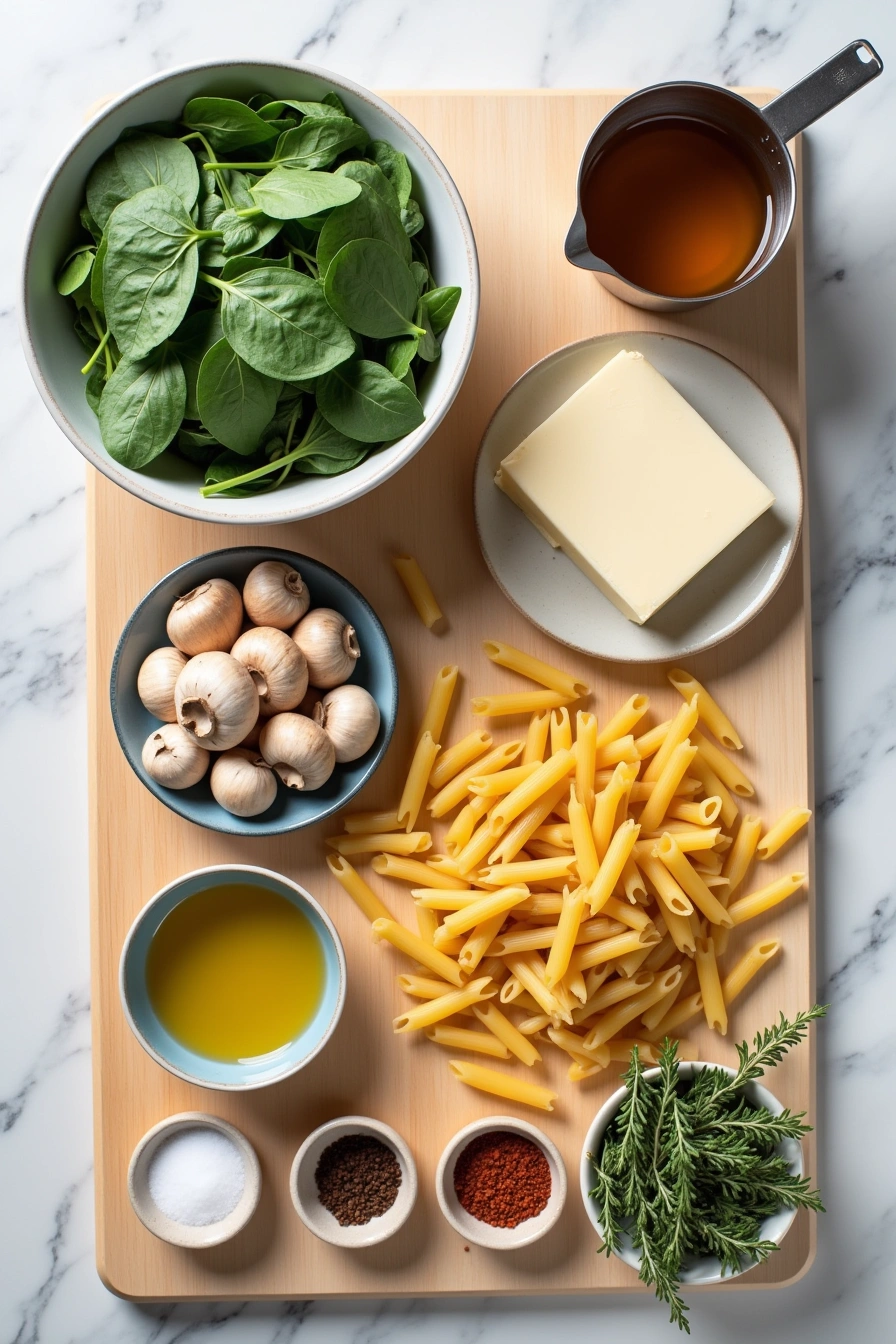 mushroom spinach pasta ingredients