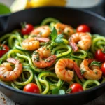 pesto shrimp zucchini noodles recipe