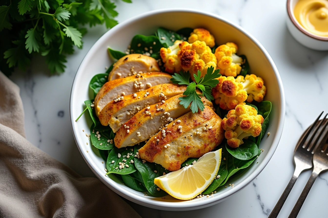 turmeric chicken cauliflower bowls recipe