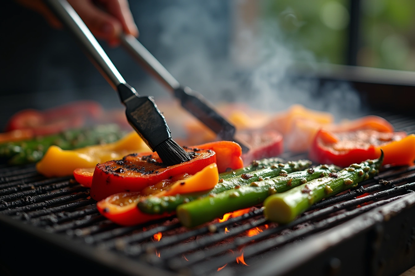 grilled peppers and asparagus step by step