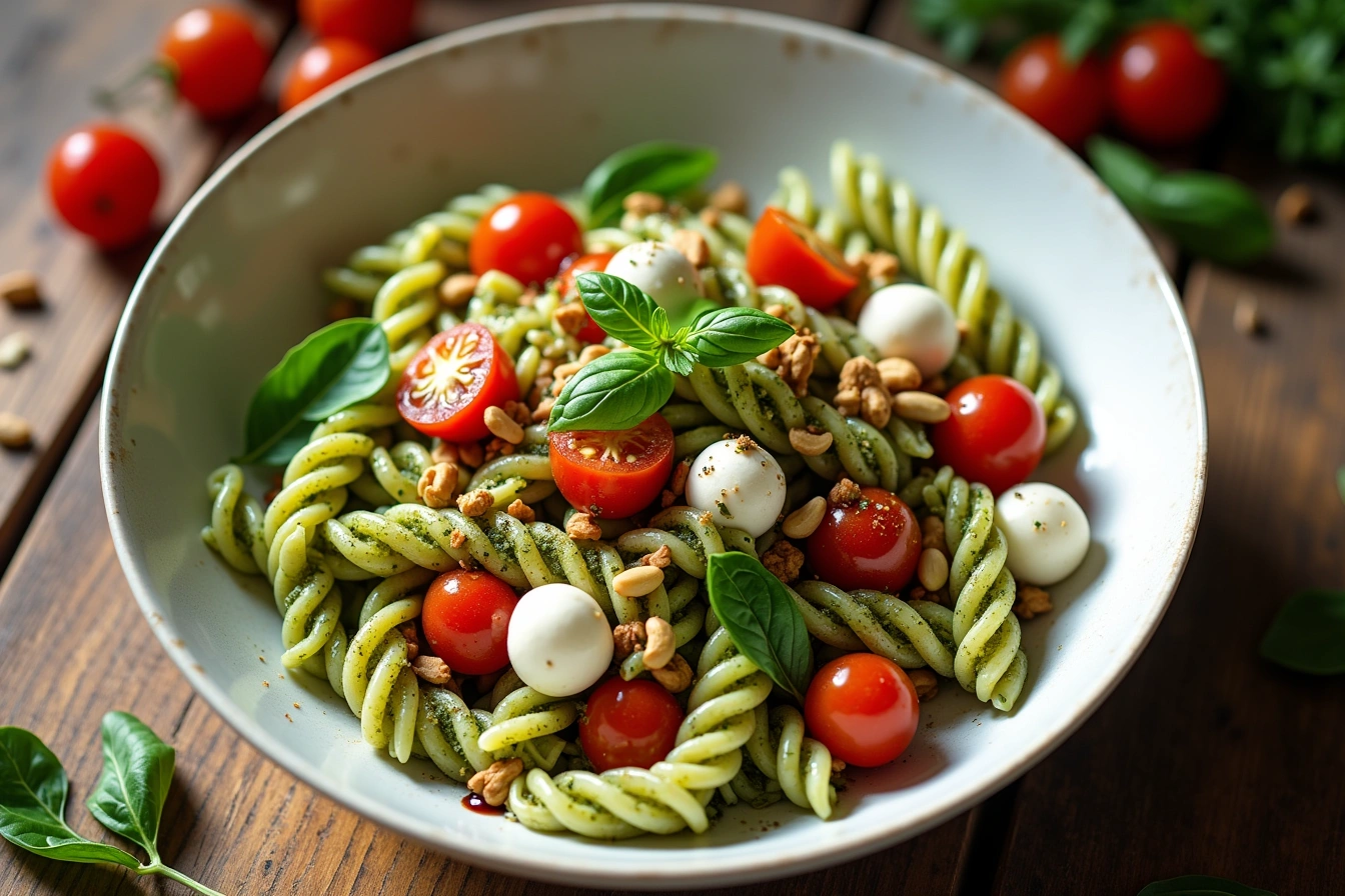 pesto caprese pasta salad recipe