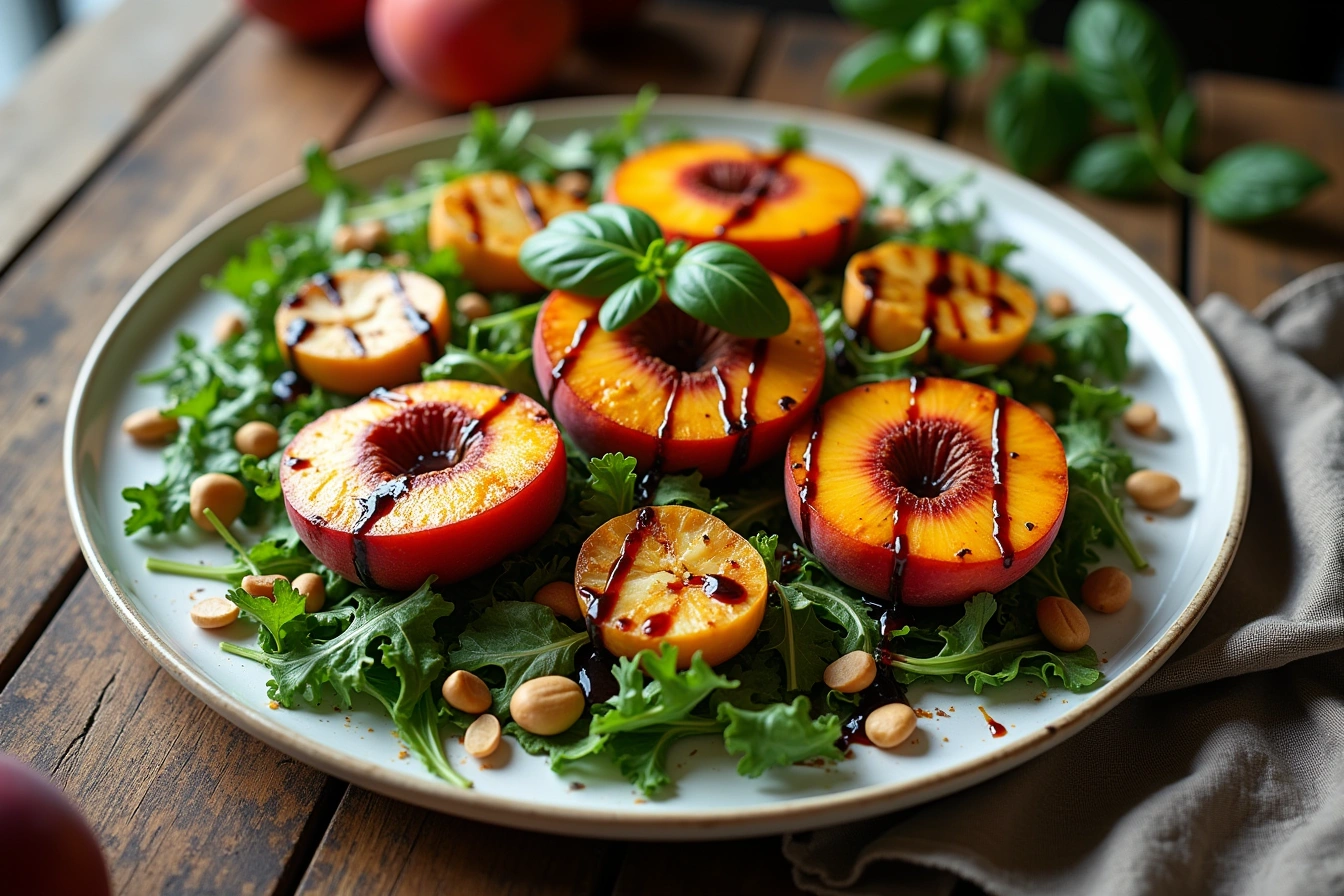 grilled peach halloumi salad recipe