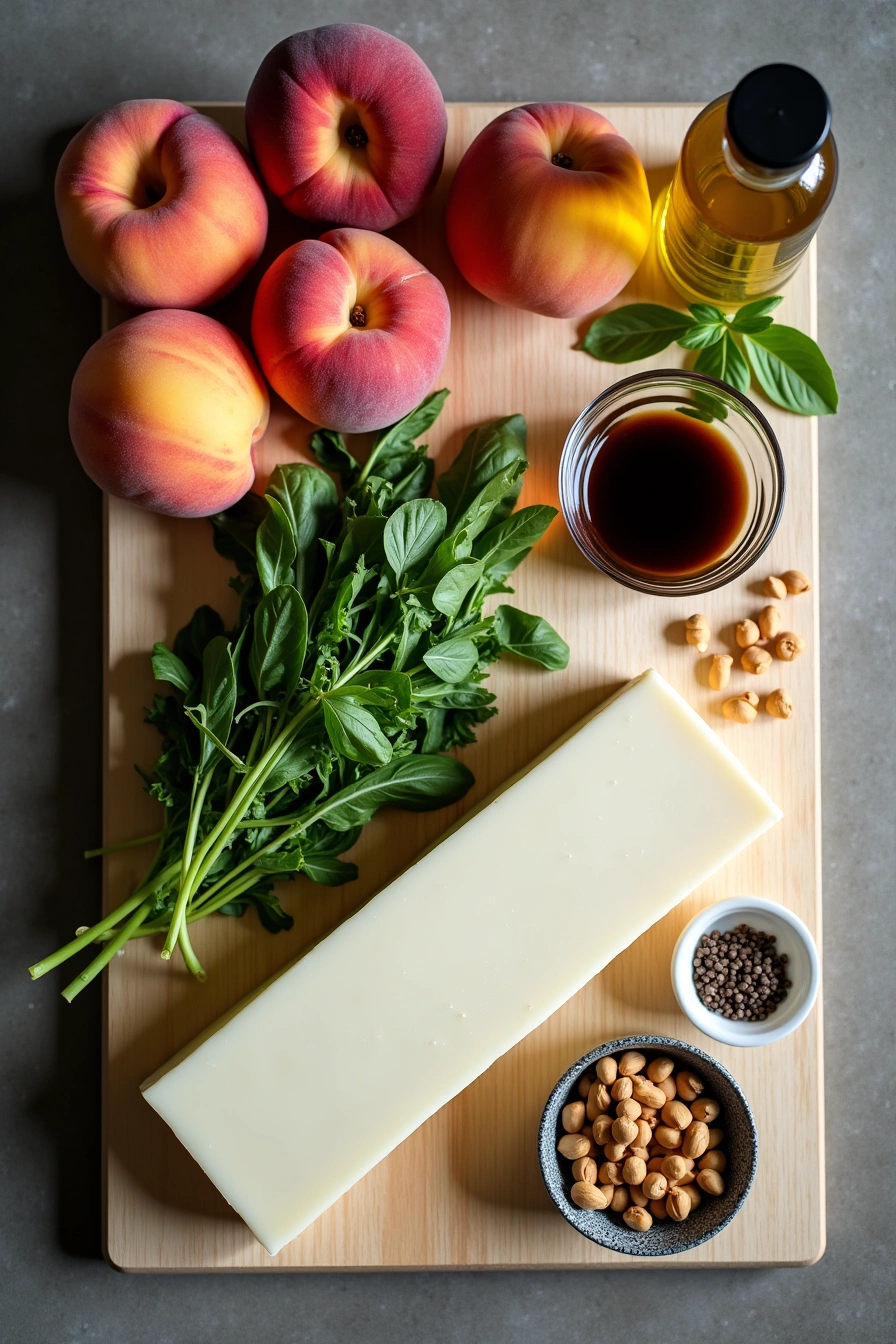 grilled peach halloumi salad ingredients