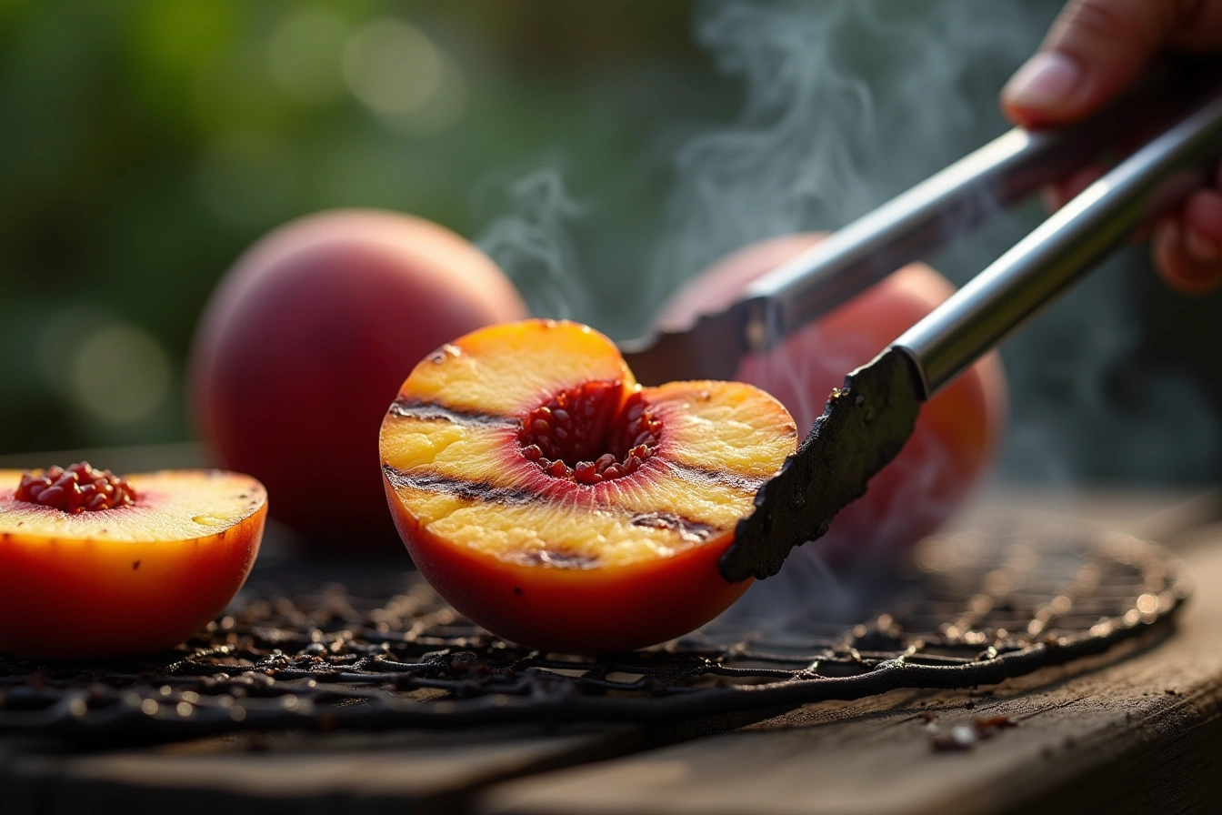 grilled peaches dessert step by step