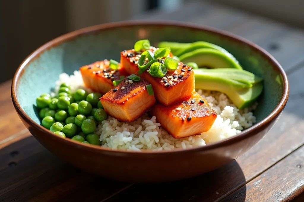 honey sriracha salmon bowls recipe