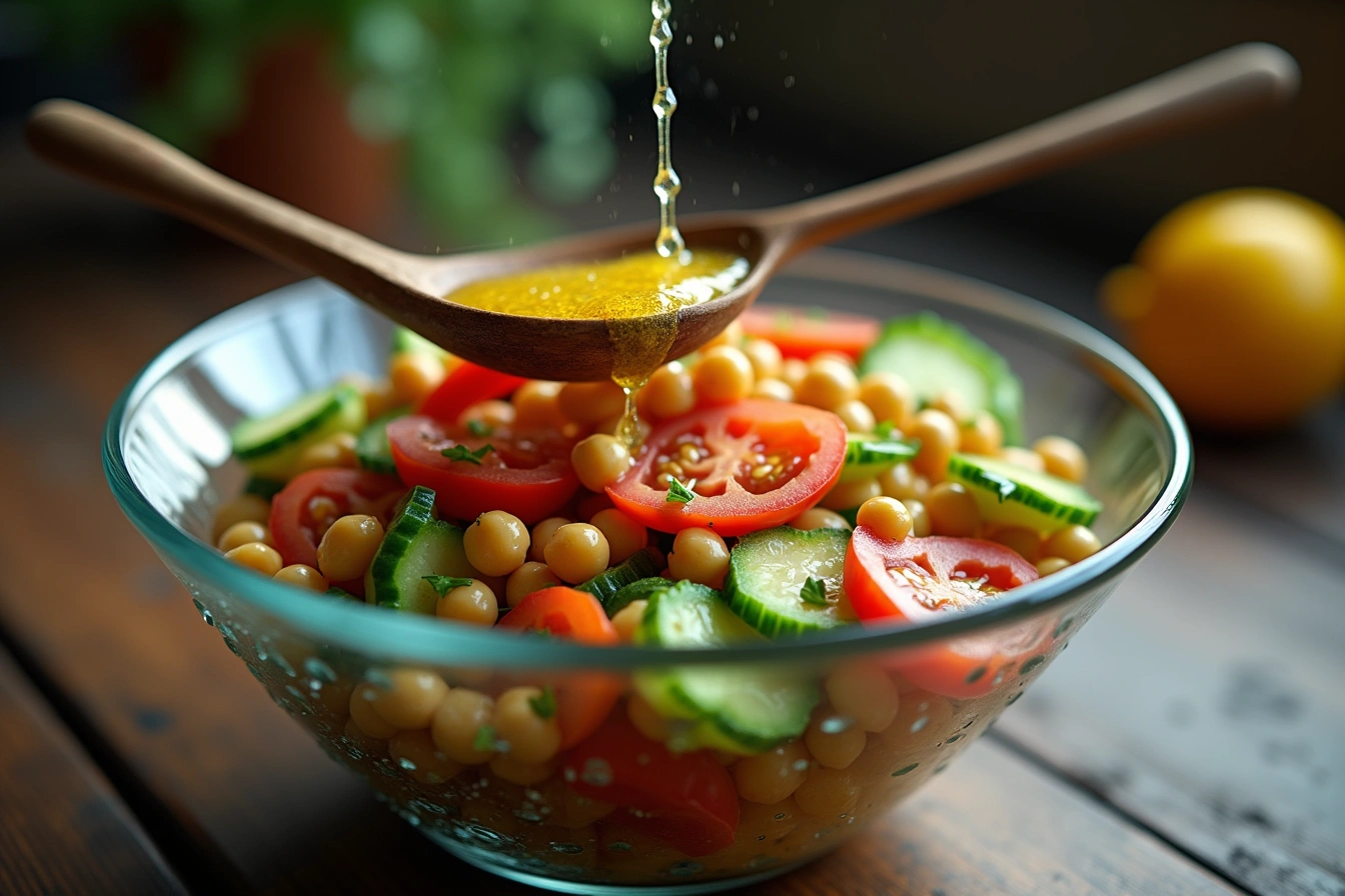 cucumber chickpea salad step by step