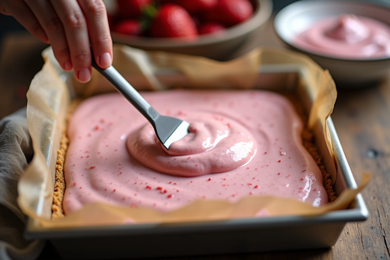 strawberry cheesecake bars step by step