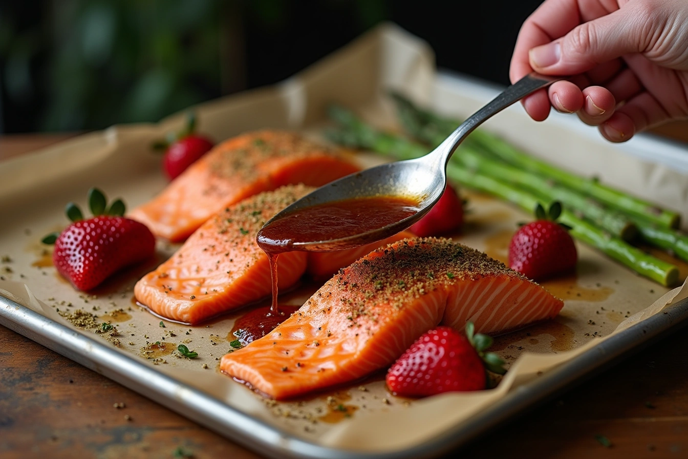 strawberry balsamic salmon step by step