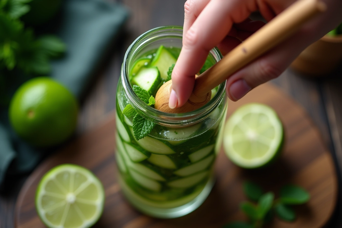cucumber mint limeade step by step