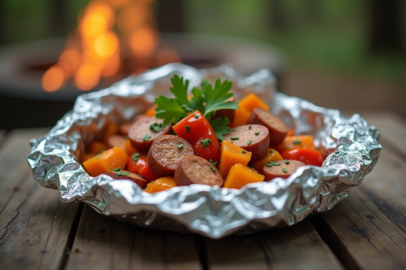 chicken sausage foil packs recipe